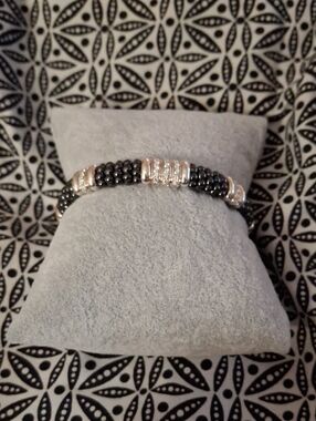 LAGOS Black and Sterling Silver Accent Beaded Bracelet With Diamonds